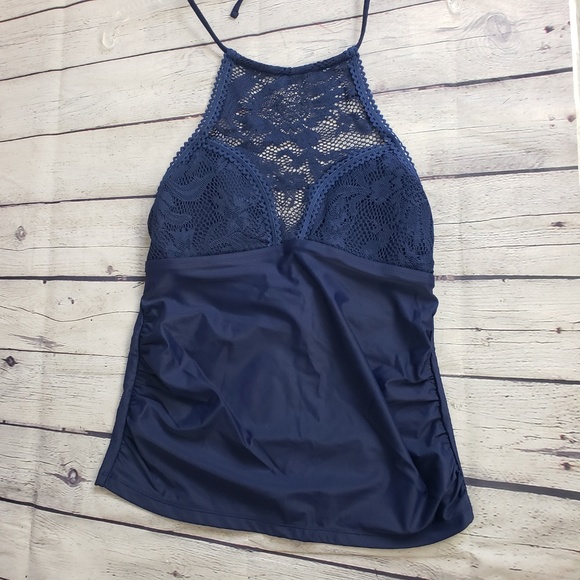 Coastal Blue Swimwear Crochet Halter Neck Top - Picture 3 of 6